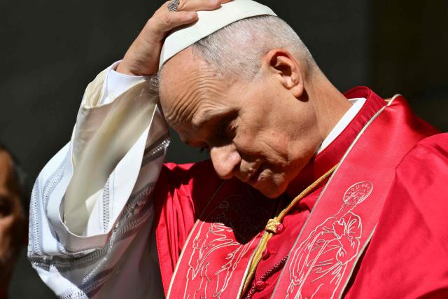 Pope Leo XIV arrives at San Marino's basilica during a pastoral visit to San Marino on August 22, 2026. (Photo by Stefano RELLANDINI / AFP)