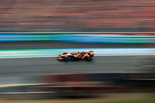 McLaren's British driver Lando Norris drives during the qualifying race of the Formula One Dutch Grand Prix at The Circuit Zandvoort, western Netherlands, on August 22, 2026. (Photo by SIMON WOHLFAHRT / AFP)