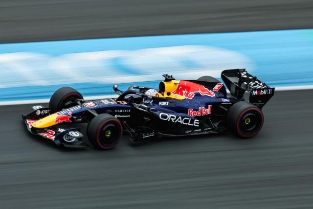 Red Bull Racing's Dutch driver Max Verstappen drives during the qualifying race of the Formula One Dutch Grand Prix at The Circuit Zandvoort, western Netherlands, on August 22, 2026. (Photo by SIMON WOHLFAHRT / AFP)