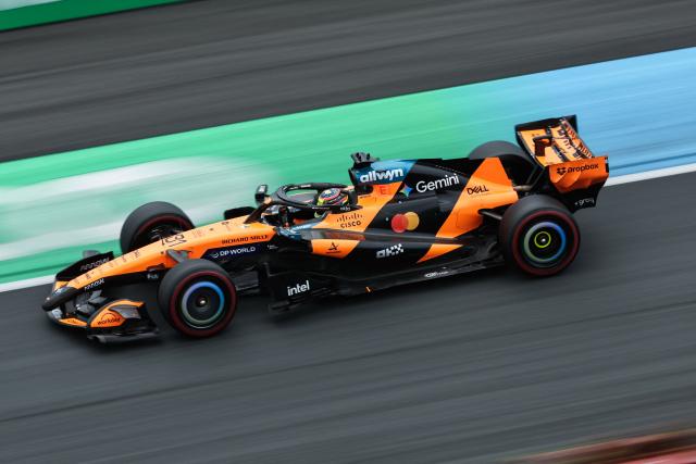 McLaren's Australian driver Oscar Piastri drives during the qualifying race of the Formula One Dutch Grand Prix at The Circuit Zandvoort, western Netherlands, on August 22, 2026. (Photo by SIMON WOHLFAHRT / AFP)