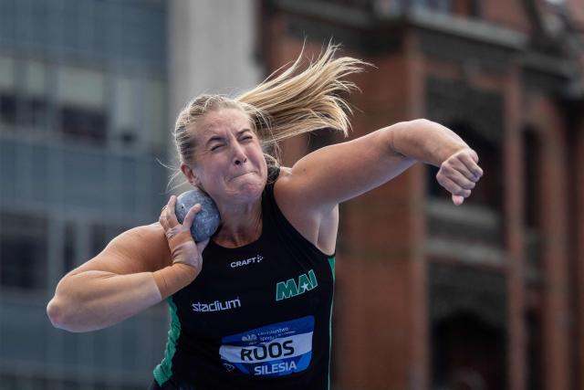 Sweden's Fanny Roos competes in the women's shot put event of the Silesia Diamond League athletics meeting in Katowice, Poland, on August 22, 2026. (Photo by Wojtek RADWANSKI / AFP)