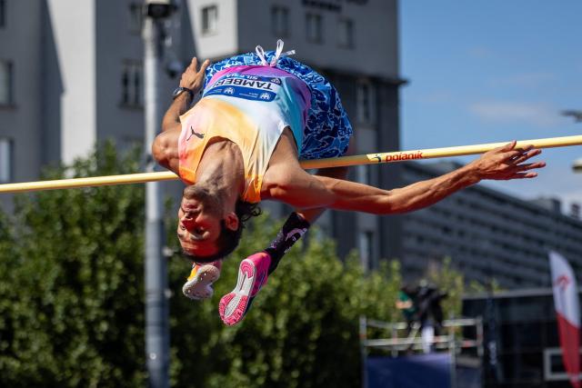 Italy's Gianmarco Tamberi competes to win the men's high jump event of the Silesia Diamond League athletics meeting in Katowice, Poland, on August 22, 2026. (Photo by Wojtek RADWANSKI / AFP)