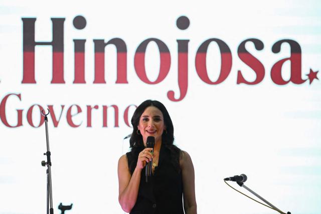 Texas Democratic gubernatorial candidate Gina Hinojosa speaks during a campaign rally as part of the "New American Dream Tour" in Beeville, Texas, on August 22, 2026. (Photo by RONALDO SCHEMIDT / AFP)