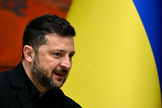(FILES) Ukraine's President Volodymyr Zelensky attends a meeting with Serbian President at the Palace of Serbia, in Belgrade on August 8, 2026. Zelensky said in remarks made public on August 26, 2026, wartime elections would currently be too dangerous for Ukraine, after a call by his former defence minister to organise a vote. "I believe that in a war like this, elections as such are a huge risk. Elections right now are a tsunami for the country that will split Ukraine," Zelensky said. (Photo by Andrej ISAKOVIC / AFP)