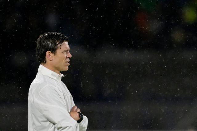 Pumas' Argentine head coach Esteban Solari looks on during the Liga MX Apertura tournament football match between Pumas and Necaxa at the Olimpico Universitario stadium in Mexico City on August 23, 2026. (Photo by Alfredo ESTRELLA / AFP)