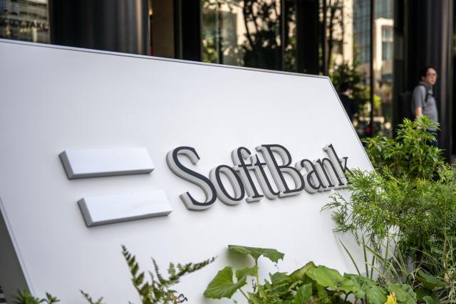 The logo of SoftBank Group Corp. is displayed at the company's headquarters in Tokyo on August 24, 2026. (Photo by Philip FONG / AFP)