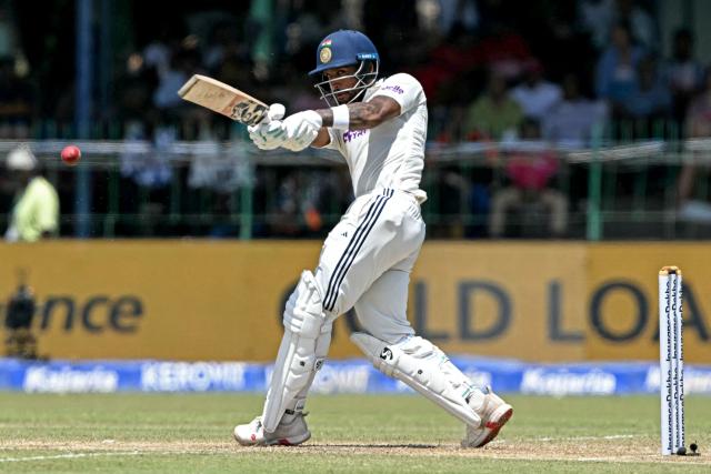 India's Dhruv Jurel plays a shot during the second day of the second Test cricket match between Sri Lanka and India at the Sinhalese Sports Club Ground in Colombo on August 24, 2026. (Photo by Ishara S. KODIKARA / AFP)