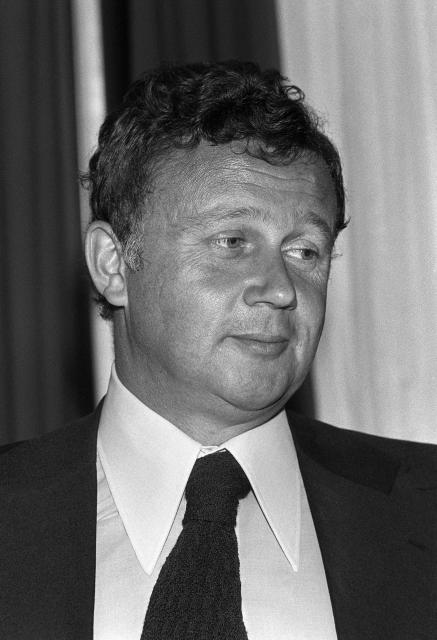 (FILES) This photograph shows Philippe Bouvard, host of the Antenne 2 program "Le Petit Théâtre de Bouvard" in Le Havre Paris on May 21, 1974. Journalist and radio host Philippe Bouvard, a prominent media figure, died on August 24, 2026 at the age of 96, announced the station RTL; he was a pillar of the station and had created the show "Les Grosses Têtes" nearly 50 years ago. (Photo by AFP)