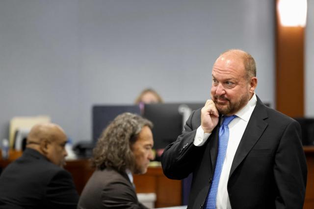 Marc DiGiacomo, Chief Deputy District Attorney, looks on during the murder trial of Duane Davis, related to the 1996 killing of rapper Tupac Shakur, at Clark County District Court at the Regional Justice Center in Las Vegas, Nevada, on August 24, 2026. The trial of the former gang leader accused of orchestrating the murder of rapper Tupac Shakur began on August 10, 30 years after one of America's most high-profile unresolved killings. The proceedings, expected to last a month, will likely not make clear who fired the shots that killed the California hip-hop legend on the night of September 7, 1996, while he was in Las Vegas to see a Mike Tyson boxing match. (Photo by Caroline Brehman / POOL / AFP)