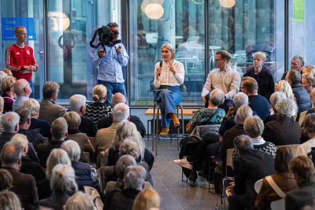 Iceland Prime Minister Kristrun Frostadottir participates at a listening session on a referendum in Reykjavik, Iceland, on August 24, 2026. (Photo by Jonathan NACKSTRAND / AFP)