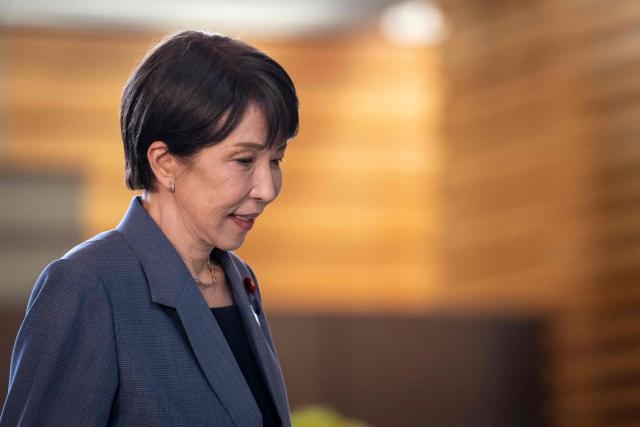 Japan's Prime Minister Sanae Takaichi arrives at the Prime Minister's office in Tokyo on August 25, 2026. (Photo by Yuichi YAMAZAKI / AFP)
