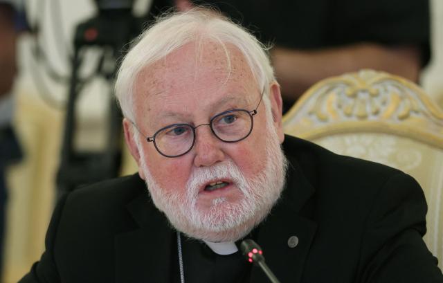 Archbishop Paul Richard Gallagher, Vatican envoy and Secretary for Relations with States and International Organisations of the Holy See, attends a meeting with Russian Foreign Minister in Moscow on August 25, 2026. (Photo by Ramil Sitdikov / POOL / AFP)