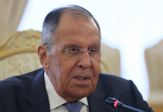Russian Foreign Minister Sergei Lavrov attends a meeting with Vatican envoy and Secretary for Relations with States and International Organisations of the Holy See in Moscow on August 25, 2026. (Photo by Ramil Sitdikov / POOL / AFP)