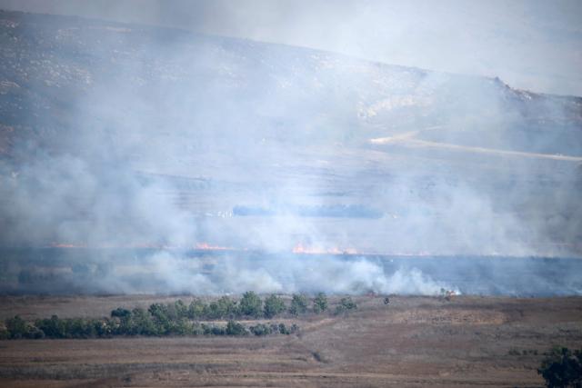Smoke rises from fires ignited by Israeli shelling that targeted the plain of Marjayoun in southern Lebanon on August 25, 2026. Lebanon was drawn into the Middle East war on March 2, when pro-Iran Hezbollah launched rockets towards Israel in response to US-Israeli strikes that killed Iranian supreme leader on February 28, 2026. Despite a November 2024 ceasefire that was supposed to end more than a year of hostilities between Israel and the Iran-backed Hezbollah group, Israel has kept up strikes on Lebanon and has maintained troops in areas in southern Lebanon it deems strategic. (Photo by AFP) / 