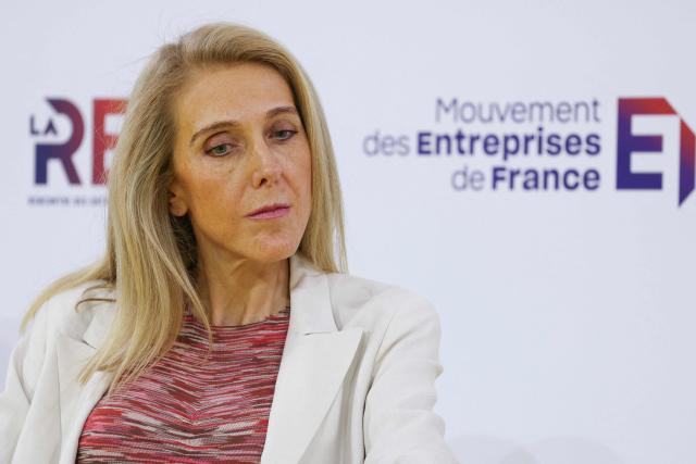 French state-owned radio broadcaster Radio France CEO Sibyle Veil looks on during the La REF 2026 meeting of French entrepreneurs, organised by the MEDEF, France's main employers federation, at the Roland-Garros venue in Paris on August 27, 2026. (Photo by Thomas SAMSON / AFP)