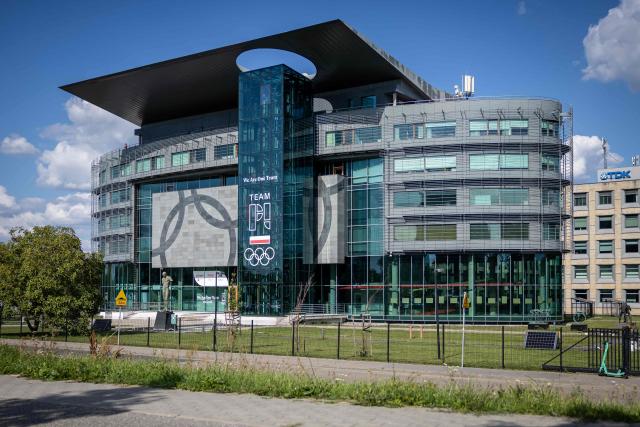 A photo taken on August 27, 2026 shows the general view of the building of the Olympic Centre in Warsaw, where the Polish Olympic Committee has its headquarters. Police on August 27, 2026 arrested the head of the Polish Olympic Committee on suspicion that he took bribes from a crypto trader in return for sponsorship deals, officials said. (Photo by Wojtek RADWANSKI / AFP)
