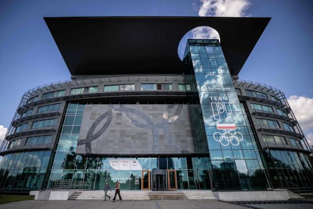 A photo taken on August 27, 2026 shows the general view of the building of the Olympic Centre in Warsaw, where the Polish Olympic Committee has its headquarters. Police on August 27, 2026 arrested the head of the Polish Olympic Committee on suspicion that he took bribes from a crypto trader in return for sponsorship deals, officials said. (Photo by Wojtek RADWANSKI / AFP)