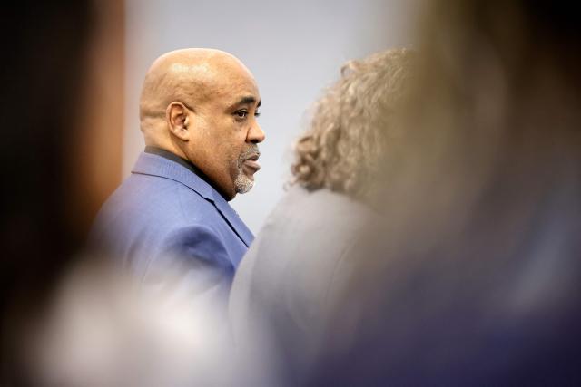 Duane Davis (L) appears in court next to his attorney Michael Sanft during his murder trial, related to the 1996 killing of rapper Tupac Shakur, at Clark County District Court at the Regional Justice Center in Las Vegas, Nevada, on August 27, 2026. The trial of the former gang leader accused of orchestrating the murder of rapper Tupac Shakur began on August 10, 30 years after one of America's most high-profile unresolved killings. The proceedings, expected to last a month, will likely not make clear who fired the shots that killed the California hip-hop legend on the night of September 7, 1996, while he was in Las Vegas to see a Mike Tyson boxing match. (Photo by Steve Marcus / POOL / AFP)