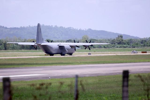 A US military aircraft carrying deported Mexican and Honduran nationals lands at Ramon Villeda Morales International Airport in San Pedro Sula, 180 km north of Tegucigalpa, on August 27, 2026. (Photo by AFP)