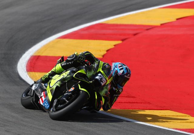 Team Trackhouse Racing MotoGP's Raul Fernandez rides during the first free practice at the Motorland circuit in Alcaniz, northeastern Spain, on the eve of the Moto GP Aragon Grand Prix, on August 28, 2026. (Photo by Pierre-Philippe MARCOU / AFP)