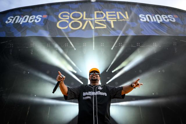 French-Comorian rapper and songwriter Housni Mkouboi, known as Rohff, performs at the Golden Coast rap festival in Corcelles-les-Monts, near Dijon in central-eastern France, on August 28, 2026. (Photo by ARNAUD FINISTRE / AFP)
