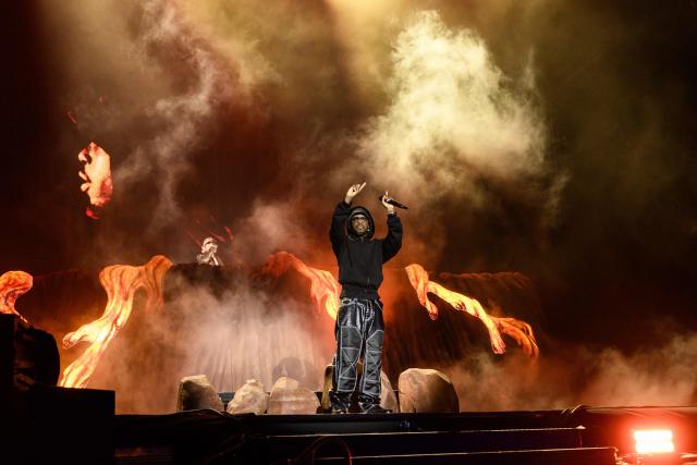French rapper and producer José Nzengo known as Josman (L) performs at the Golden Coast rap festival in Corcelles-les-Monts, near Dijon in central-eastern France, on August 28, 2026. (Photo by ARNAUD FINISTRE / AFP)