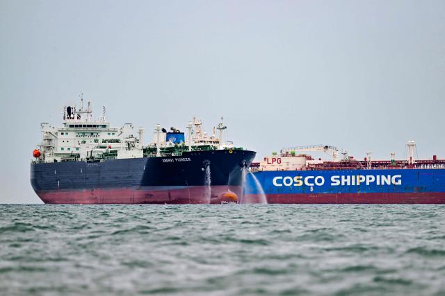 The LPG Tanker, under the flag of Marshall Islands, waits to get through the Panama Canal, in Panama City on August 28, 2026. Earlier this week, Panama declared a state of emergency over the El Nino climate phenomenon which has caused dwindling water levels in the canal due to a severe drought across the region. The shipping route, which handles five percent of global maritime trade, will cut the number of daily transmits from 36 to 34 from September 3, and to 32 later in the month. (Photo by MARTIN BERNETTI / AFP)