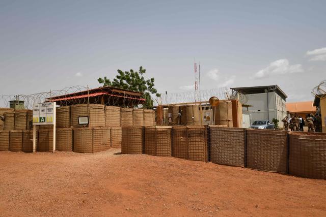 (FILES) A general view of the Niamey 101 military base in Niamey on July 15, 2022, during an official visit of French Ministers of Foreign Affairs and Armed Forces to Niger. Gunfire and explosions were heard on August 29 morning in Niger's capital, Niamey, including around a military base near the city's airport, which has been attacked twice this year by jihadists. Niger has been ruled for three years by a military junta that has struggled to contain jihadist violence, which has blighted the west African country for around a decade. (Photo by Bertrand GUAY / AFP)