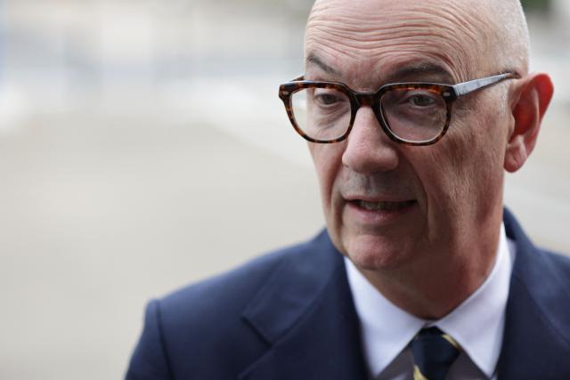 France's Economy, Finances and Industry Minister Roland Lescure delivers remarks to journalists upon arrival to attend a debate at the "Laboratoire de la Republique" (Republic's Laboratory) summer camp, in Sens, southeast of Paris, on August 29, 2026. (Photo by ROMEO BOETZLE / AFP)