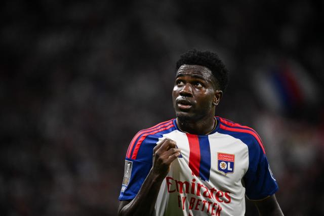 Lyon's Ghanaian forward #07 Ernest Nuamah looks on during the French L1 football match between Olympique Lyonnais (OL) and Le Havre AC (HAC) at the Groupama Stadium in Decines-Charpieu, central-eastern France on August 29, 2026. (Photo by ARNAUD FINISTRE / AFP)