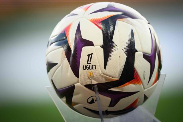 This photograph shows a French Ligue 1 match ball ahead of the French L1 football match between Stade Brestois 29 and Toulouse Football Club at the Francis Le Ble stadium in Brest, western France on August 29, 2026. (Photo by Loic VENANCE / AFP)