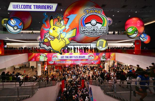 People attend the 2026 Pokemon World Championships and Pokemon XP at the Moscone Center in San Francisco, California on August 29, 2026. More than 50,000 fans are expected to be in attendance for the 3-day event from August 28-30 as the Pokemon World Championships return to San Francisco for the first time in a decade and for Pokemon XP, the first fan convention of its kind. The Pokemon franchise has an estimated global revenue of over $147 billion since launching in 1996, making it the world's most valuable media franchise. (Photo by Frederic J. BROWN / AFP)
