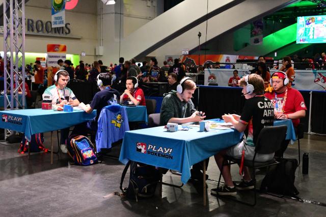 Pokemon trainers compete in the Trading Card Game (TCG) competition during the 2026 Pokemon World Championships and Pokemon XP at the Moscone Center in San Francisco, California on August 29, 2026. More than 50,000 fans are expected to be in attendance for the 3-day event from August 28-30 as the Pokemon World Championships return to San Francisco for the first time in a decade and for Pokemon XP, the first fan convention of its kind. The Pokemon franchise has an estimated global revenue of over $147 billion since launching in 1996, making it the world's most valuable media franchise. (Photo by Frederic J. BROWN / AFP)