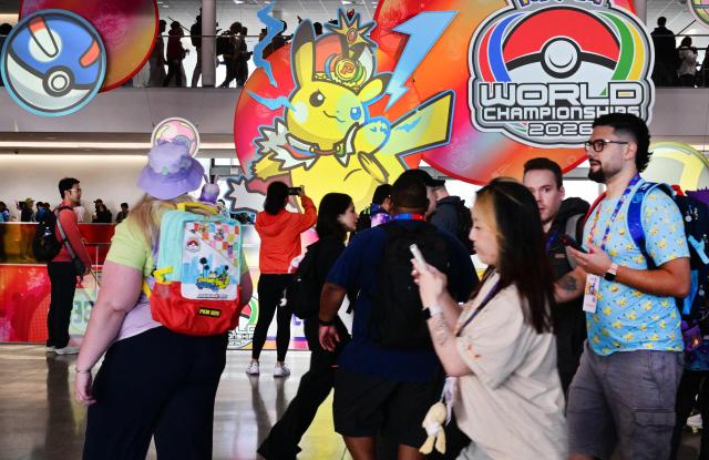 People attend the 2026 Pokemon World Championships and Pokemon XP at the Moscone Center in San Francisco, California on August 29, 2026. More than 50,000 fans are expected to be in attendance for the 3-day event from August 28-30 as the Pokemon World Championships return to San Francisco for the first time in a decade and for Pokemon XP, the first fan convention of its kind. The Pokemon franchise has an estimated global revenue of over $147 billion since launching in 1996, making it the world's most valuable media franchise. (Photo by Frederic J. BROWN / AFP)