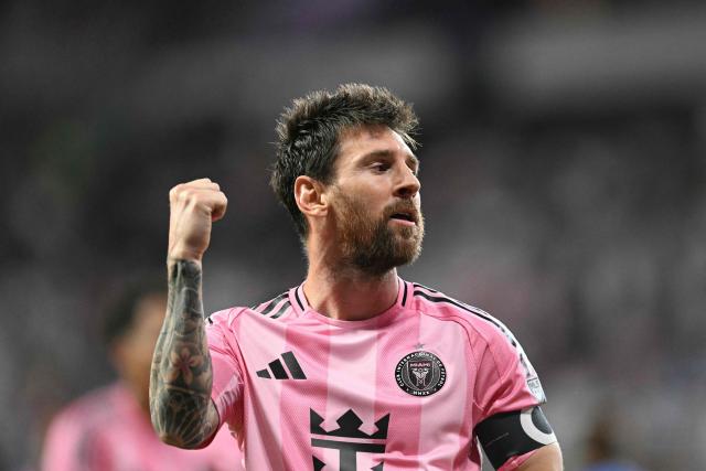 Inter Miami's Argentine forward #10 Lionel Messi reacts during the Major League Soccer (MLS) regular season football match between Inter Miami CF and CF Montreal at Nu Stadium in Miami, Florida, on August 29, 2026. (Photo by CHANDAN KHANNA / AFP)