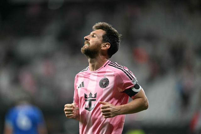 Inter Miami's Argentine forward #10 Lionel Messi reacts during the Major League Soccer (MLS) regular season football match between Inter Miami CF and CF Montreal at Nu Stadium in Miami, Florida, on August 29, 2026. (Photo by CHANDAN KHANNA / AFP)