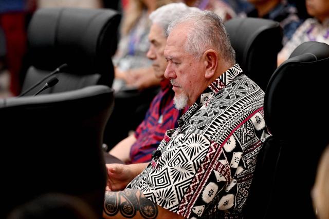President of French Polynesia assembly Moetai Charles Brotherson attends the leaders of the Pacific Islands’ Ocean Partnership Roundtable in Koror, Palau, on August 30, 2026, ahead of the 55th Pacific Islands Forum Leaders Meeting. (Photo by SAEED KHAN / AFP)