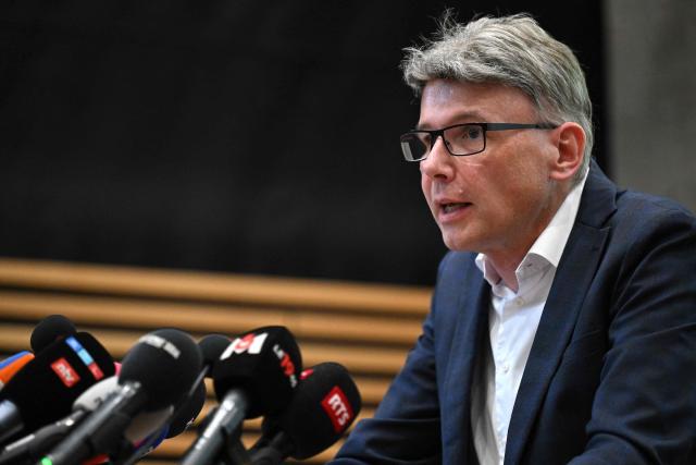 Head of Aargau Canton Department of Interior Dieter Egli speaks during a press conference in Schafisheim, northern Switzerland, on 30 August 2026, following a shooting at a rave in Aarau. One person was killed and five others were wounded, some of them seriously, in a shooting at a rave party in northern Switzerland, local police said. (Photo by Harold CUNNINGHAM / AFP)