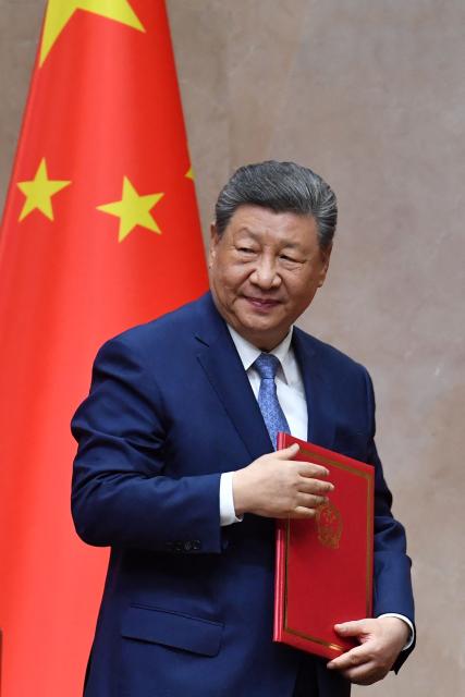 China's President Xi Jinping attends a signing ceremony with his Kyrgyzstan's counterpart following their talks in Bishkek on August 31, 2026. (Photo by Vyacheslav OSELEDKO / AFP)