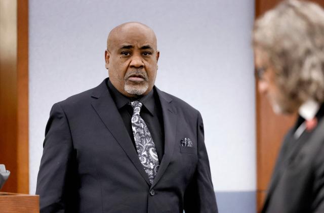 Duane Davis enters the courtroom before closing arguments in his murder trial, related to the 1996 killing of rapper Tupac Shakur, at Clark County District Court at the Regional Justice Center in Las Vegas, Nevada, on August 31, 2026. The trial of the former gang leader accused of orchestrating the murder of rapper Tupac Shakur began on August 10, 30 years after one of America's most high-profile unresolved killings. The proceedings, expected to last a month, will likely not make clear who fired the shots that killed the California hip-hop legend on the night of September 7, 1996, while he was in Las Vegas to see a Mike Tyson boxing match. (Photo by STEVE MARCUS / POOL / AFP)