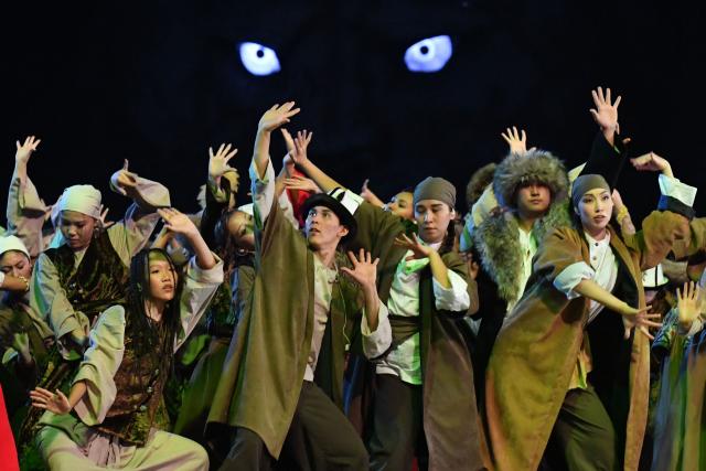 Artists perform during the opening ceremony of the World Nomad Games at the Bishkek Arena in Bishkek on August 31, 2026. (Photo by Vyacheslav OSELEDKO / AFP)