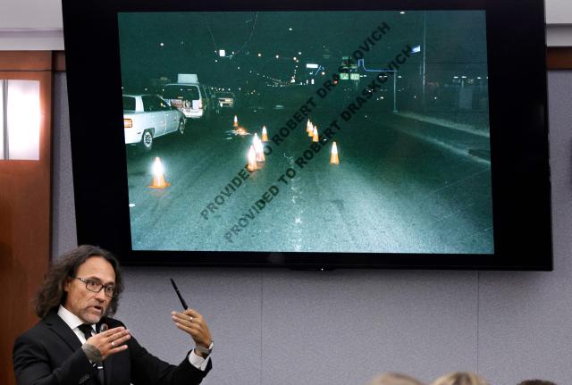 Michael Sanft, attorney for Duane Davis, makes closing arguments in the Duane Davis murder trial, at Clark County District Court at the Regional Justice Center in Las Vegas, Nevada, on August 31, 2026. The trial of the former gang leader accused of orchestrating the murder of rapper Tupac Shakur began on August 10, 30 years after one of America's most high-profile unresolved killings. The proceedings, expected to last a month, will likely not make clear who fired the shots that killed the California hip-hop legend on the night of September 7, 1996, while he was in Las Vegas to see a Mike Tyson boxing match. (Photo by STEVE MARCUS / POOL / AFP)