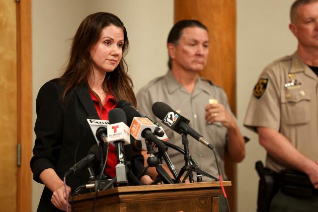 Senior public affairs specialist and spokesperson for the US Department of the Interior, Elizabeth Peace speaks during a press conference at the Grand Canyon National Park Headquarters in Grand Canyon Village, Arizona on August 31, 2026. Only one person remains unaccounted for in the deadly flash flood that hit part of the Grand Canyon over the weekend, officials said August 31, after earlier saying they were looking for around 15 people. 
"There is one person unaccounted for that we know of right now," said incident commander Dave Black. "We rescued 82 people out of the canyon." (Photo by Ian Maule / AFP)