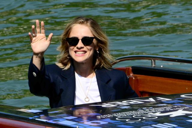 Italian actress Greta Scarano, who will conduct the opening ceremony, arrives at the Excelsior Pier to attend the 83rd Venice International Film Festival at Venice Lido, on September 1, 2026. (Photo by Stefano RELLANDINI / AFP)