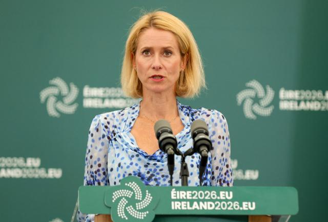 European Commission High Representative and Vice President Kaja Kallas speaks at a press conference during an informal meeting of EU defence ministers (FAC Defence) at Druids Glen in Wicklow, south of Dublin, Ireland, on September 1, 2026. EU defence and foreign ministers gathering in Ireland from September 1 will grapple with bolstering Ukraine's air defences amid growing worries over Russia's campaign to destabilise Kyiv's European backers. (Photo by Paul Faith / AFP)