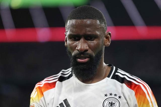 (FILES) Germany's defender #02 Antonio Ruediger looks on during the UEFA Nations League, League A Group A3 football match between Germany and the Netherlands in Munich, southern Germany on October 14, 2024. Germany defender Antonio Rudiger on September 1, 2026 announced his international retirement, two months after last playing for Germany at the 2026 World Cup. The 33-year-old made 86 appearances for the four-time world champions. (Photo by Alexandra BEIER / AFP)