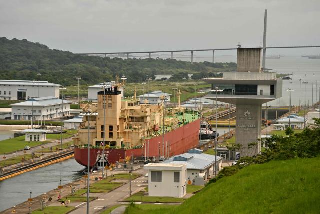 The Panamanian-flagged LPG tanker G. SPIRIT enters the Agua Clara lock at the Panama Canal, in Colon, Panama, on September 1, 2026. The tanker, carrying liquefied petroleum gas, has paid $5.3 million for priority passage through the Panama Canal ahead of El Nino-related restrictions, the waterway's deputy administrator, Ilya Espino de Marotta, told AFP. (Photo by MARTIN BERNETTI / AFP)