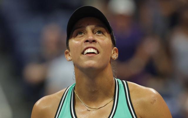 USA's Madison Keys reacts after her victory over Russia's Alina Korneeva during their women's singles first round tennis match on day three of the US Open tennis tournament at the USTA Billie Jean King National Tennis Center in New York on September 1, 2026. (Photo by KENA BETANCUR / AFP)