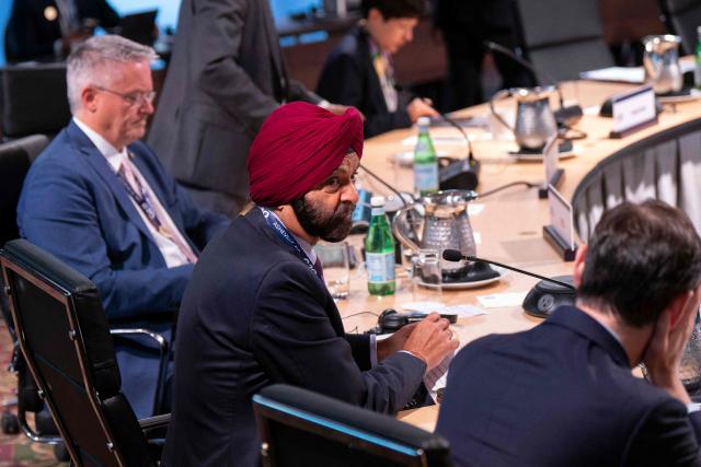 World Bank Group President Ajay Banga (C) attends the G20 Finance Ministers and Central Bank Governors’ meeting in Asheville, North Carolina, on September 1, 2026. (Photo by Allison Joyce / AFP)