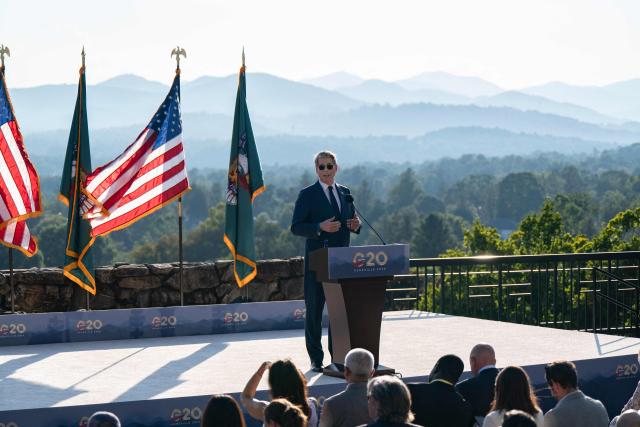 US Secretary of Treasury Scott Bessent speaks during a press conference at the close of the G20 Finance Ministers and Central Bank Governors’ meeting on its final day in Asheville, North Carolina, on September 1, 2026. (Photo by Allison Joyce / AFP)